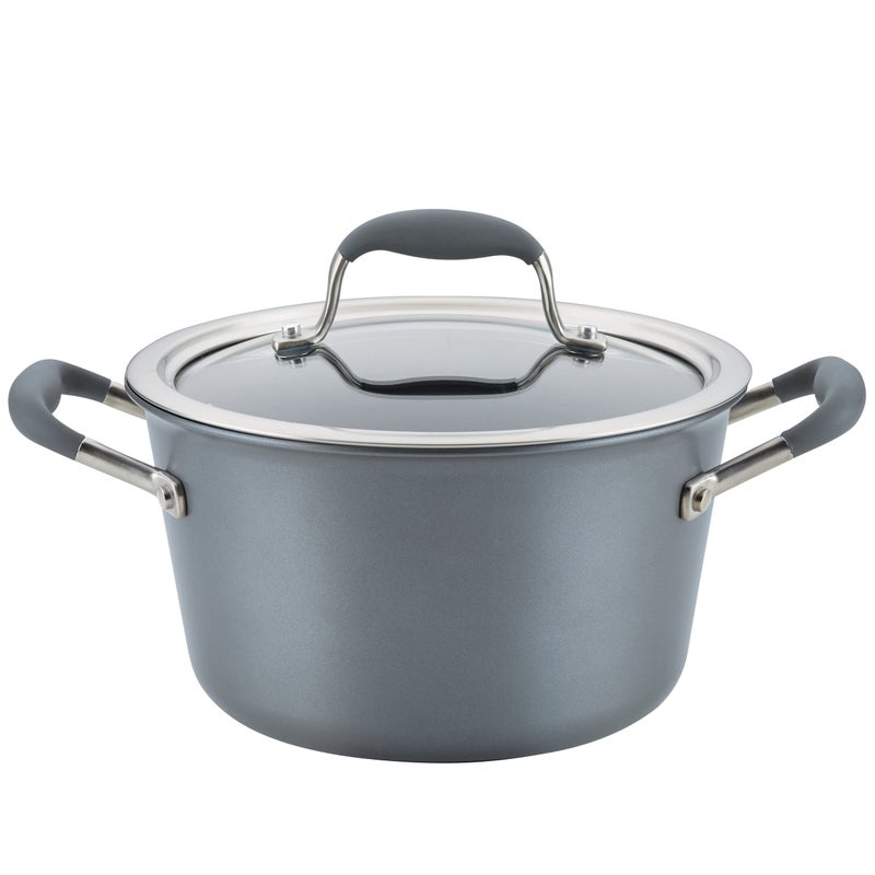 Anolon Advanced Home Hard-Anodized Nonstick Tapered Sauce Pan/Saucepot, 4.5-Quart (Moonstone) - Image 1